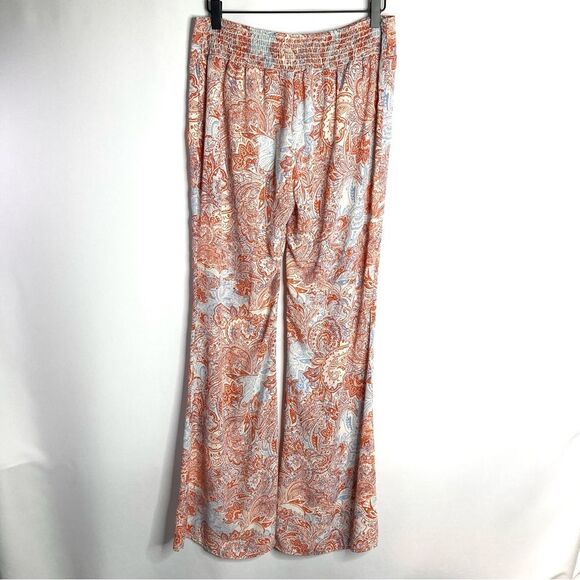 Lord & Taylor Design Lab Orange Blue White Flare Pants Medium Retro - Picture 3 of 14